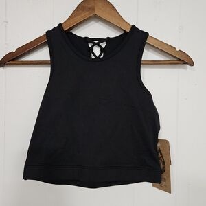 NWT Dona Jo Black  Lace Up Crop Top